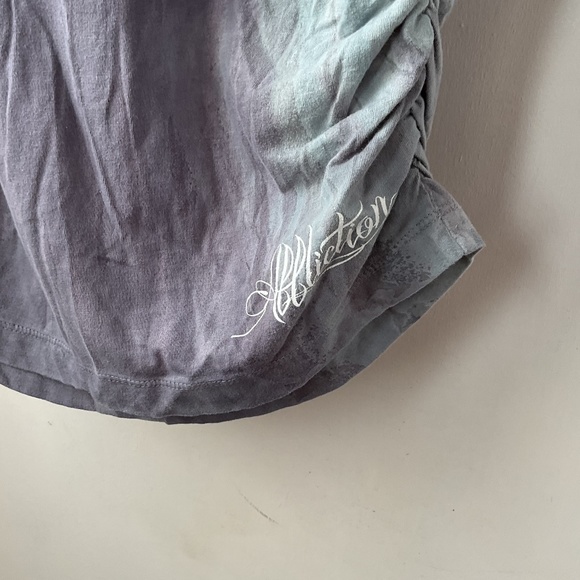 AFFLICTION Live Fast Ruched Sides Studs Detail V-Neck TEE NEW - Picture 5 of 16